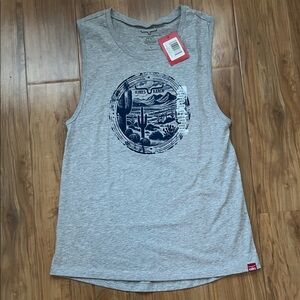 NWT Kimes Ranch Cactus Prairie Gray Blue Muscle Tee Tank Top Large